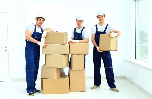 Removal team preparing items safely for a move