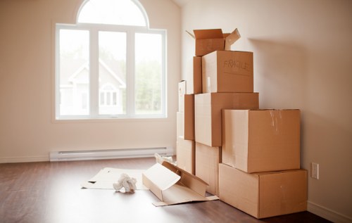 Furniture and boxes being prepared for relocation in Soho