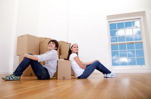 Packed household items prepared for a removals service