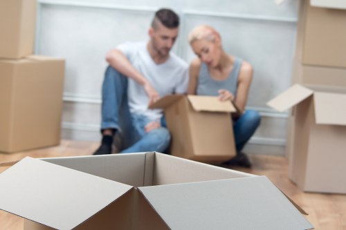 Packed moving boxes loaded into a removal van for a Soho relocation