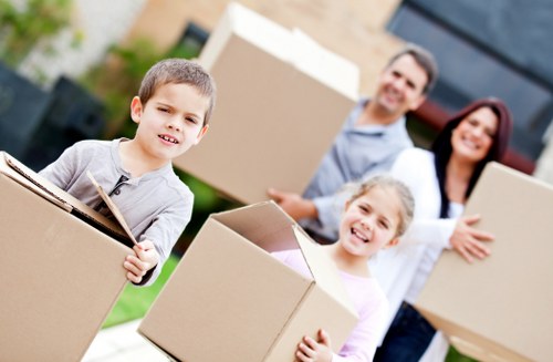 Packed boxes and wrapped home items ready for a Soho flat removal