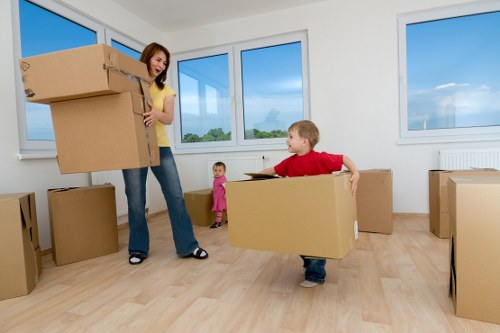 Packed boxes and furniture ready for Soho removals